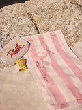 Cath Kidston pink panda stripe beach towel 150cm x 80cm (British brand)
