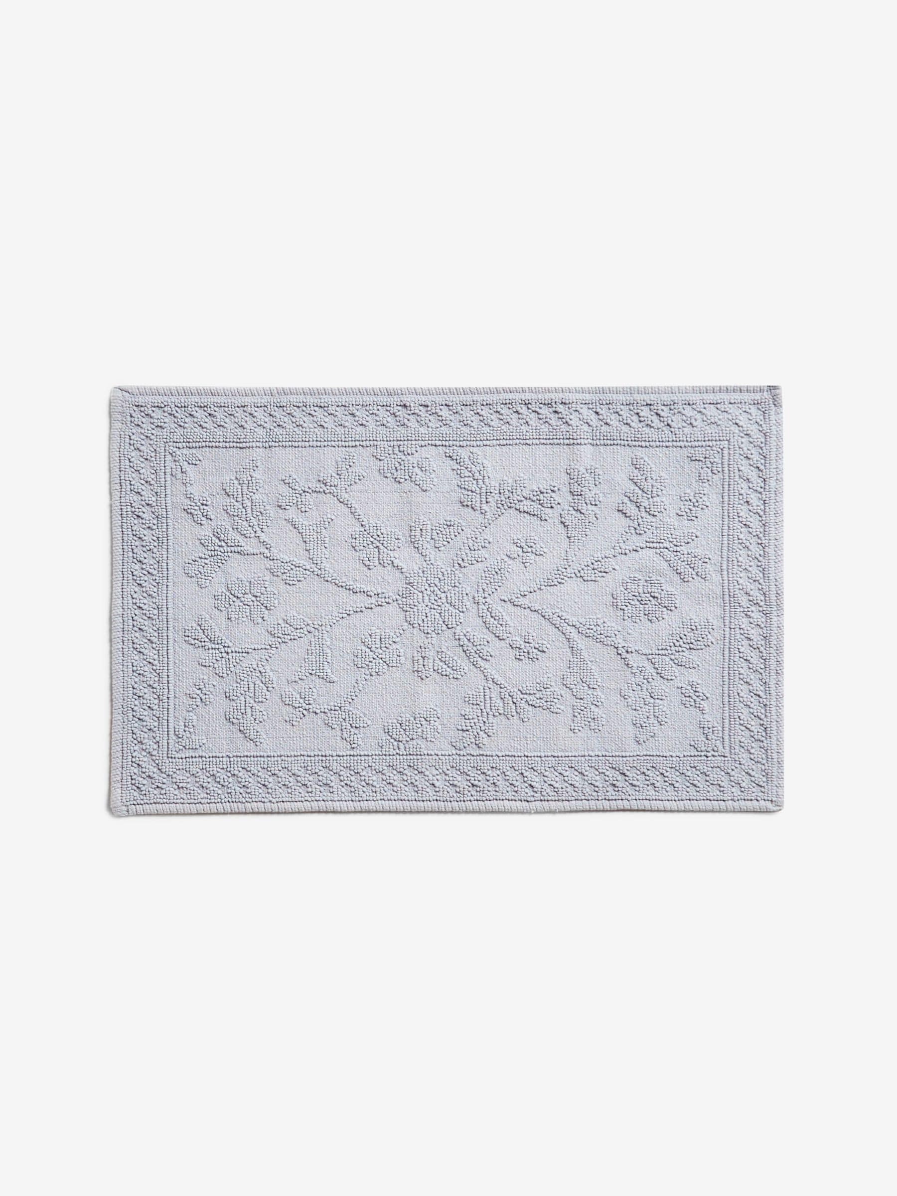Shabby Chic blue floral jacquard bath mat 50x80cm, imported from the UK