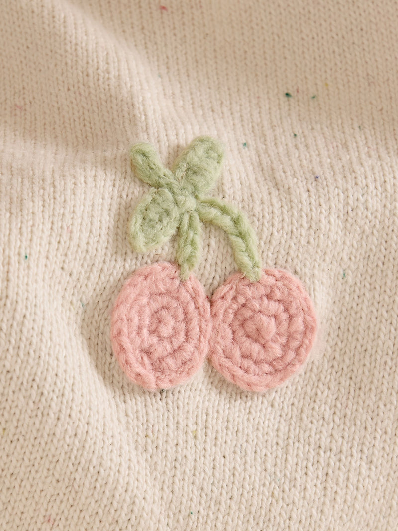 JoJo Maman Bébé knitted baby blanket with crochet fruit details, imported from the UK