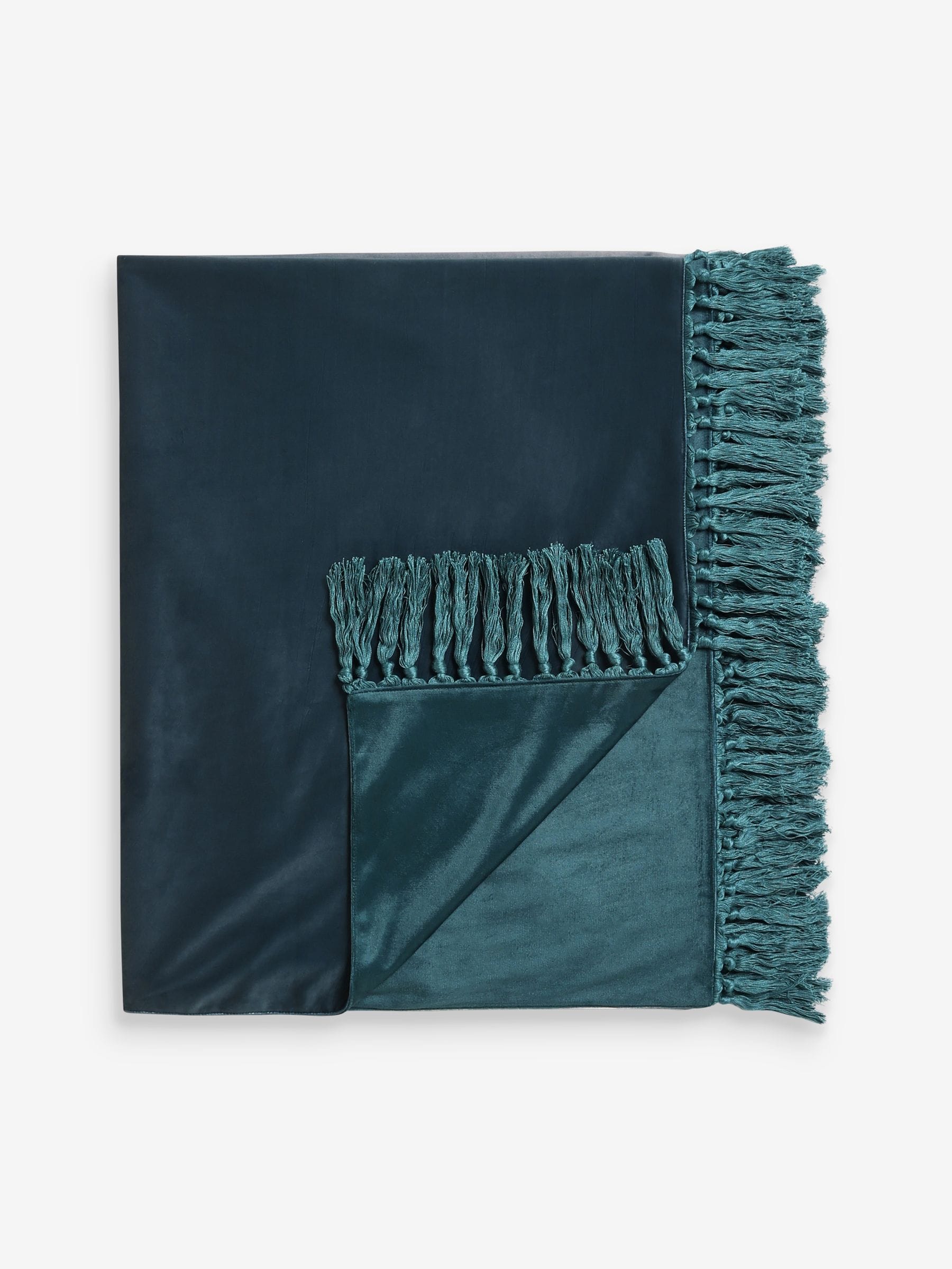 Clarke and Clarke teal bloom ombre velvet throw 150x120cm, UK version
