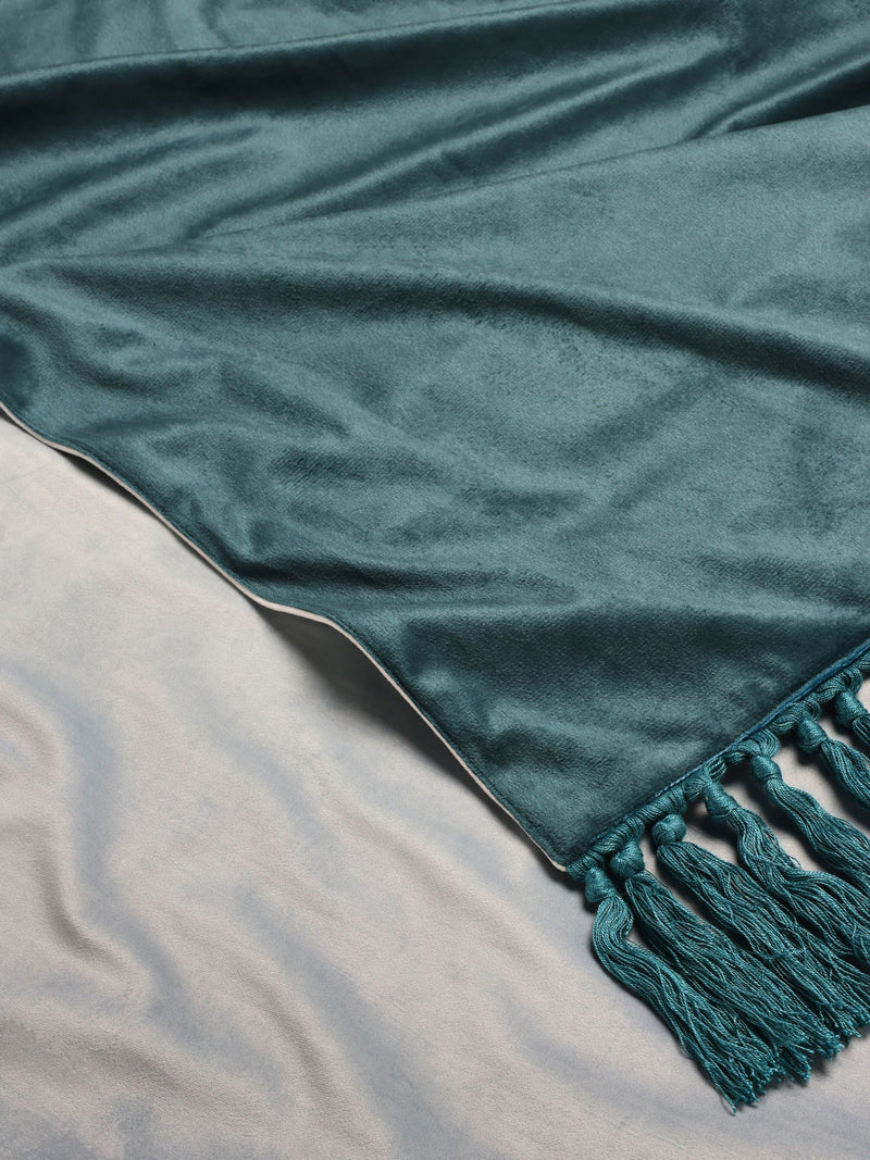 Clarke and Clarke teal bloom ombre velvet throw 150x120cm, UK version