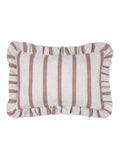 Wylder Connie Stripe Ruffle Cushion in moss green (British brand)