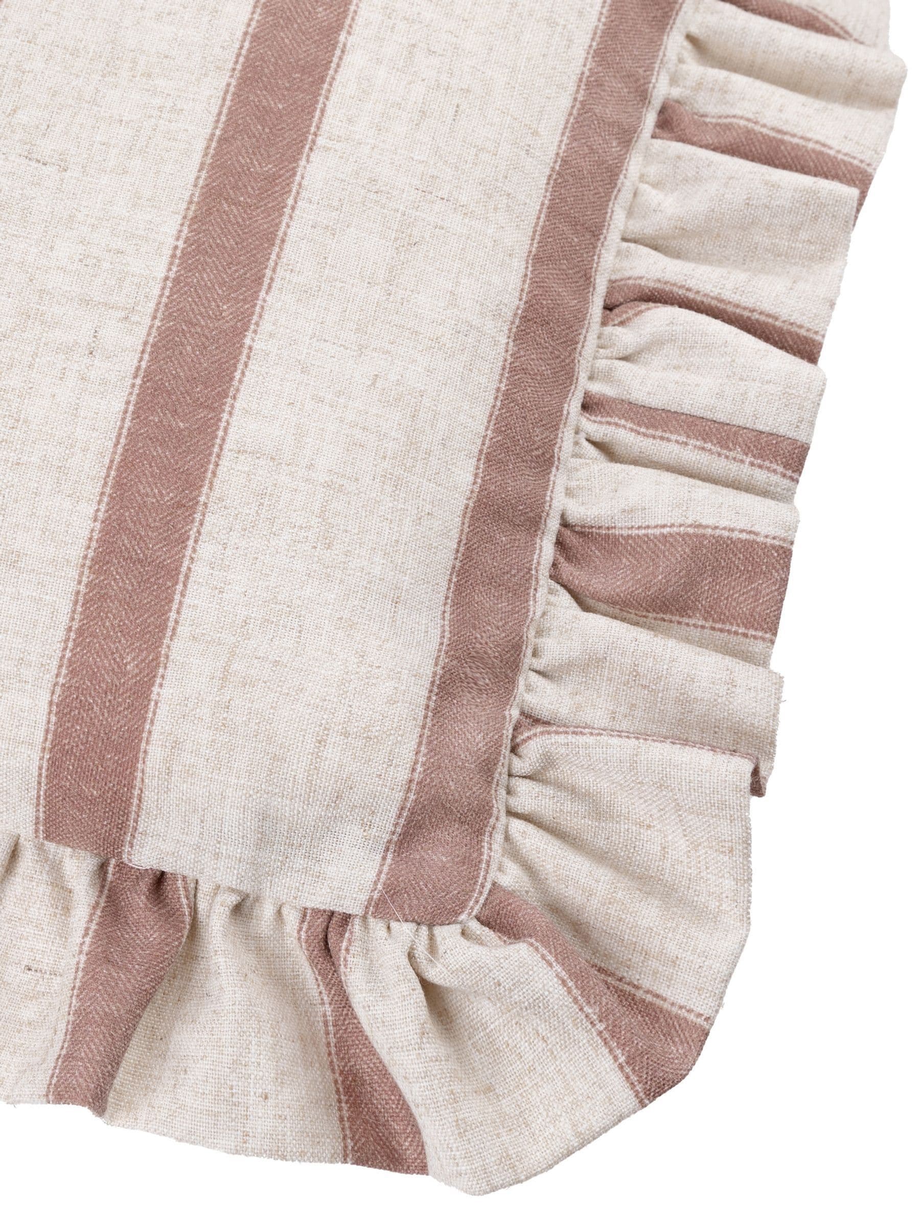 Wylder Connie Stripe Ruffle Cushion in moss green (British brand)