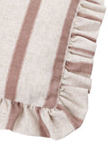 Wylder Connie Stripe Ruffle Cushion in moss green (British brand)