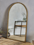 Nkuku antique brass Murwara full length arched mirror - British product