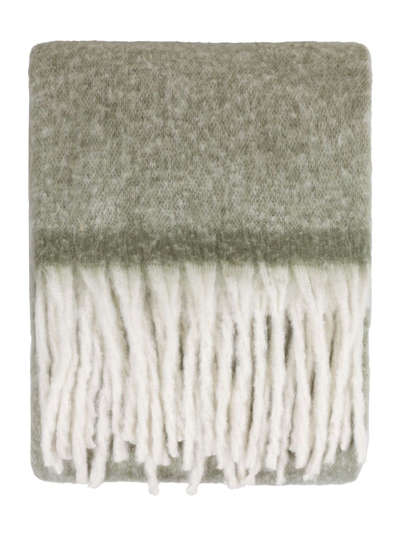 Furn Green woven tasselled throw 180cm x 140cm, imported from the UK