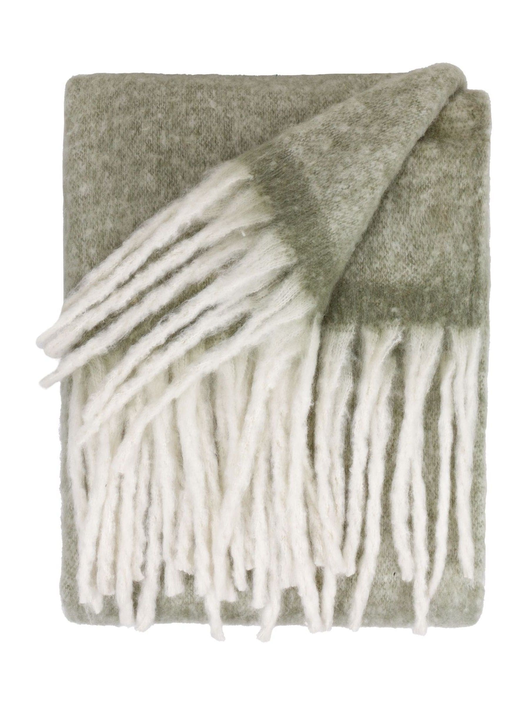 Furn Green woven tasselled throw 180cm x 140cm, imported from the UK
