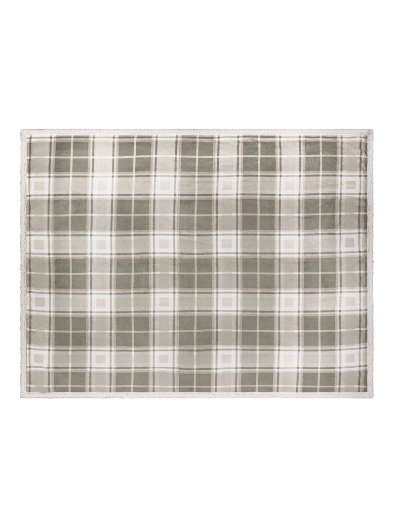 Wylder Grey/Natural Braemar Tartan Fleece Throw (British brand)