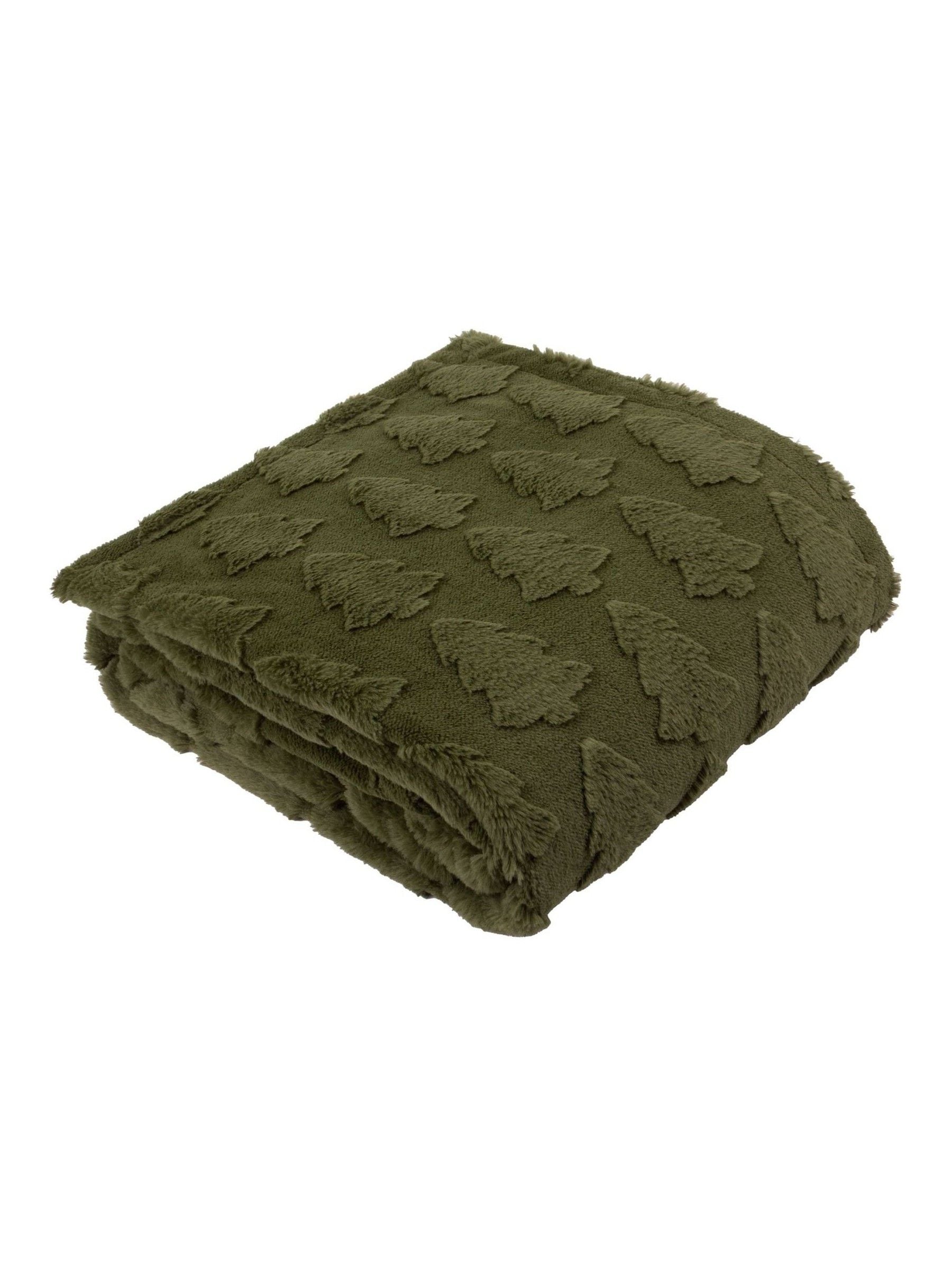 Furn Forest Green Pines faux fur throw 200x150cm, UK version