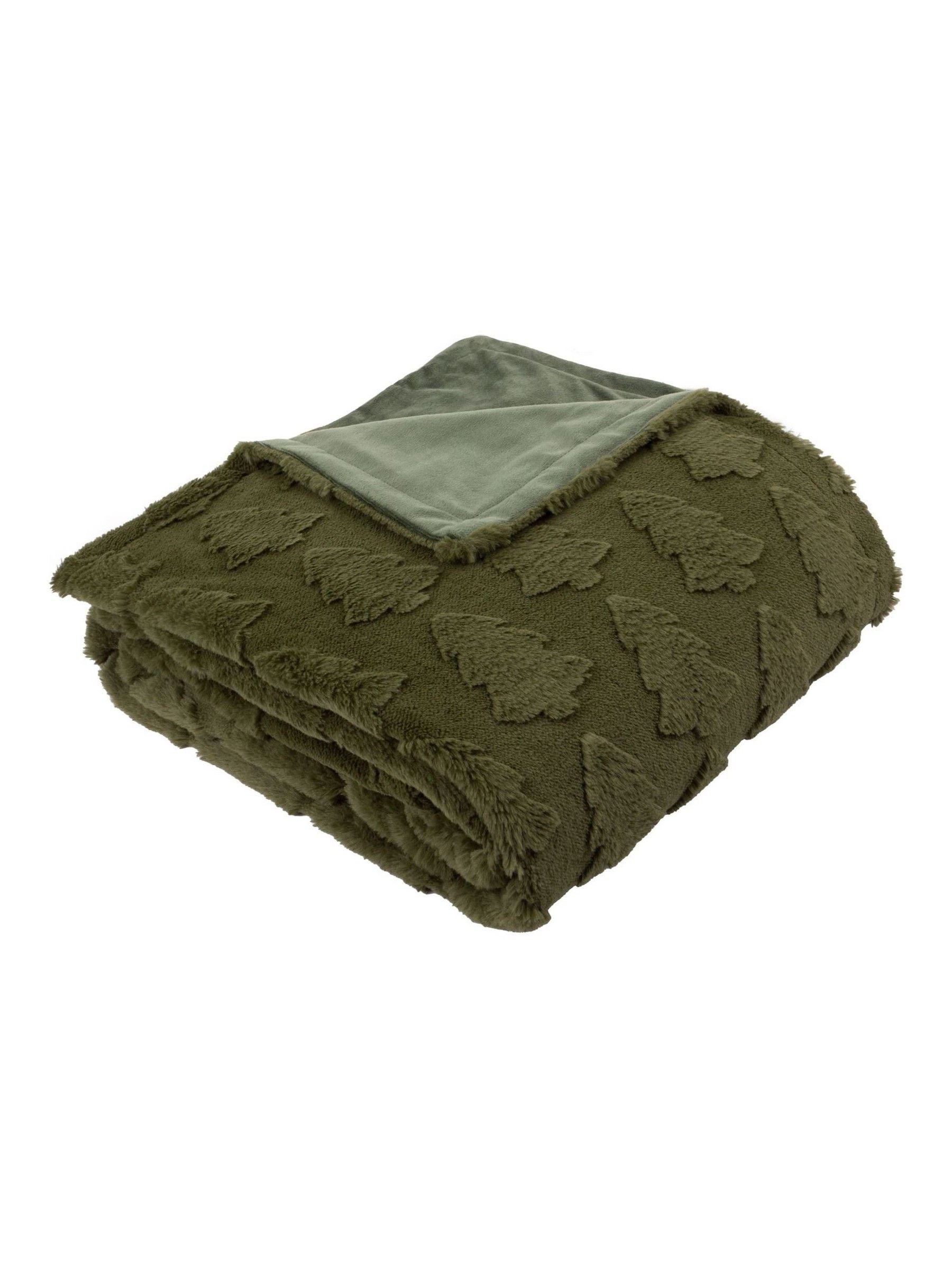 Furn Forest Green Pines faux fur throw 200x150cm, UK version