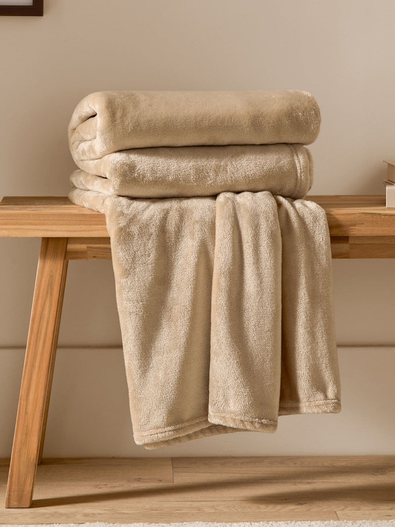 Furn Natural Beige Harrow Fleece Throw
