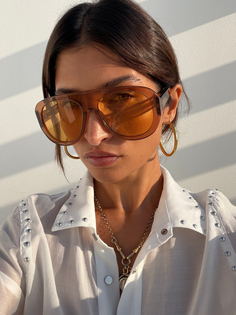 Never Fully Dressed orange visor sunglasses - British product