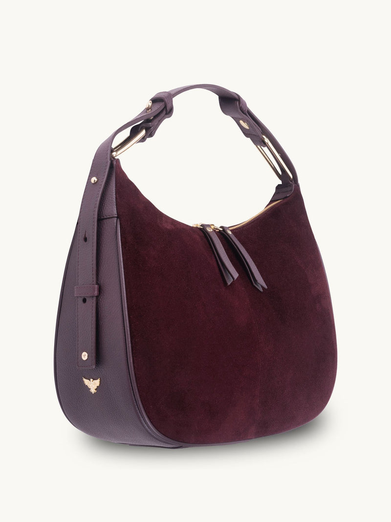 Apatchy Burgundy Charlie suede handbag (British brand)