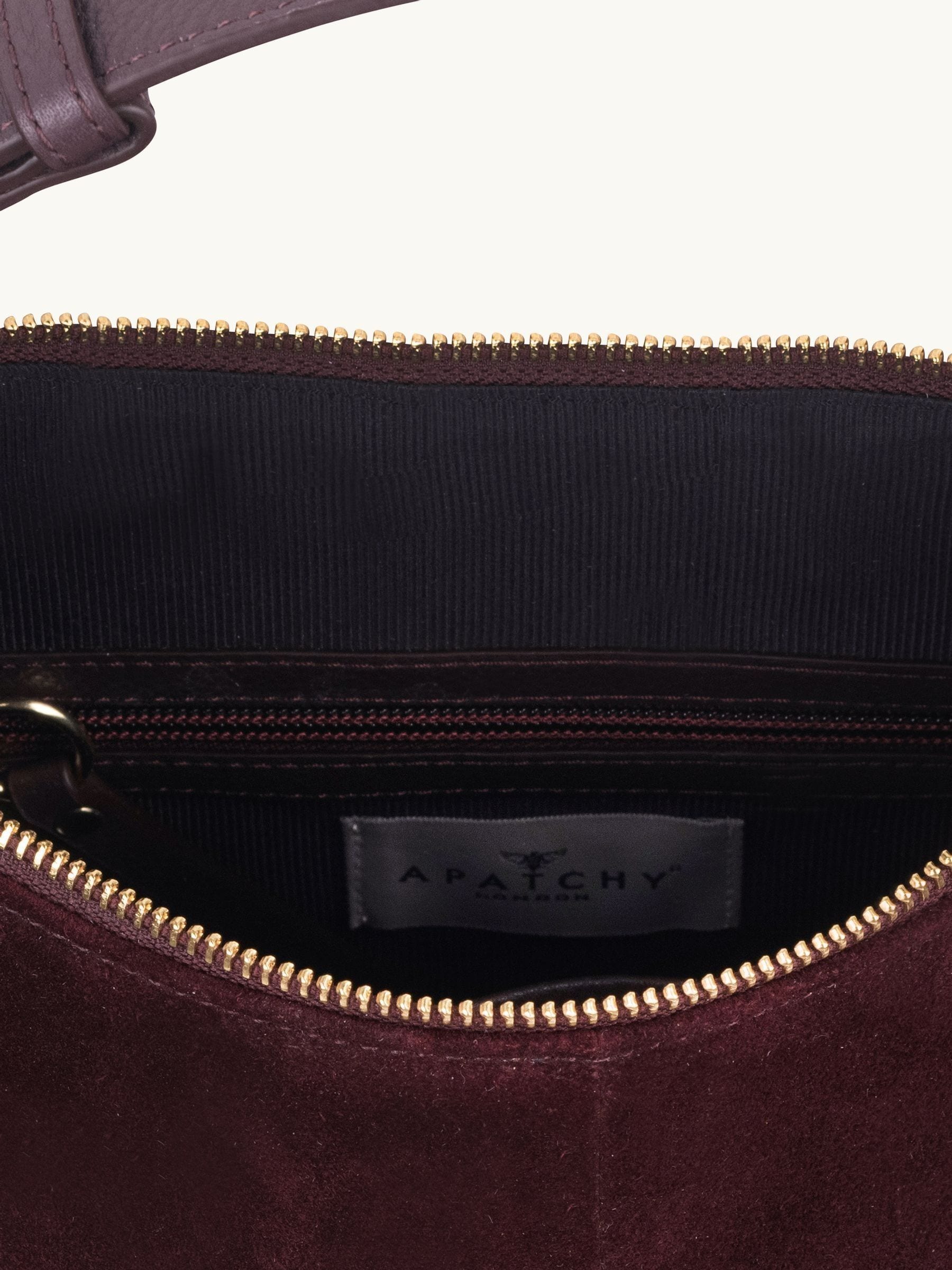 Apatchy Burgundy Charlie suede handbag (British brand)