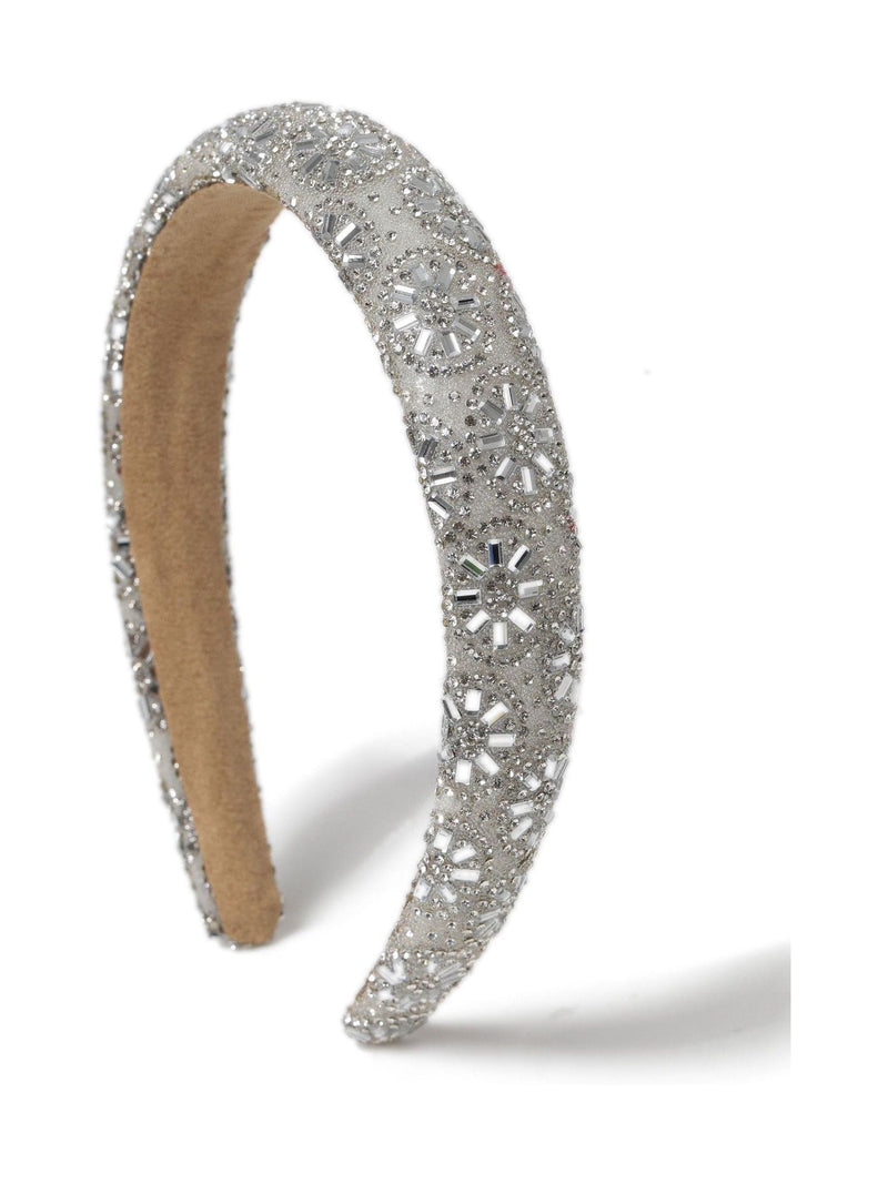 Aela silver rhinestone flower head band - British product