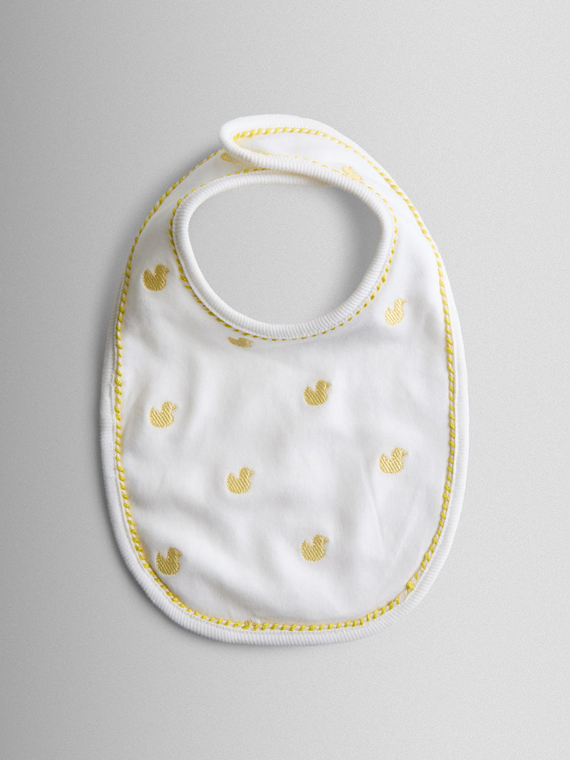 JoJo Maman Bébé yellow duck embroidered hat and bib set - British product