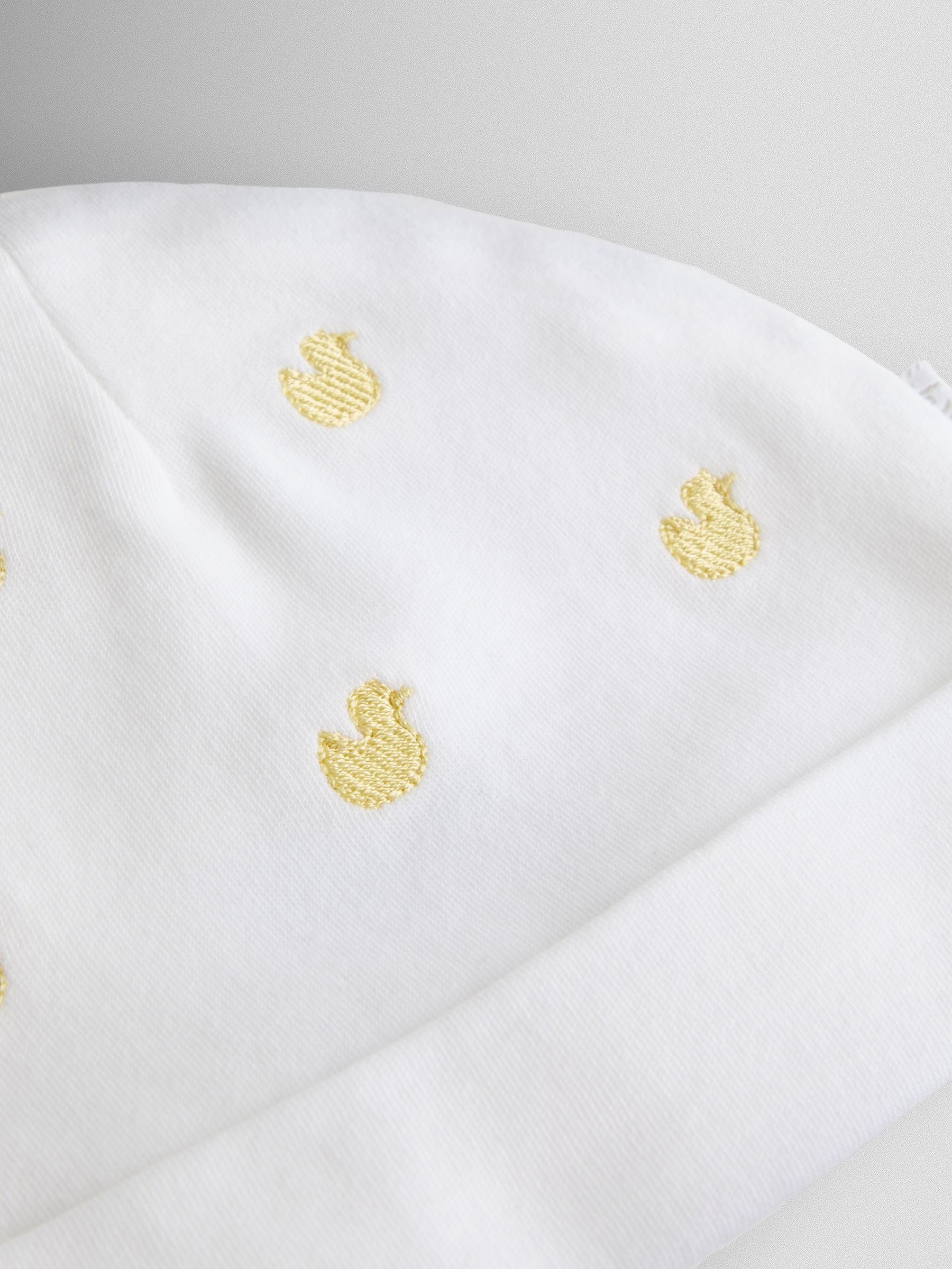 JoJo Maman Bébé yellow duck embroidered hat and bib set - British product