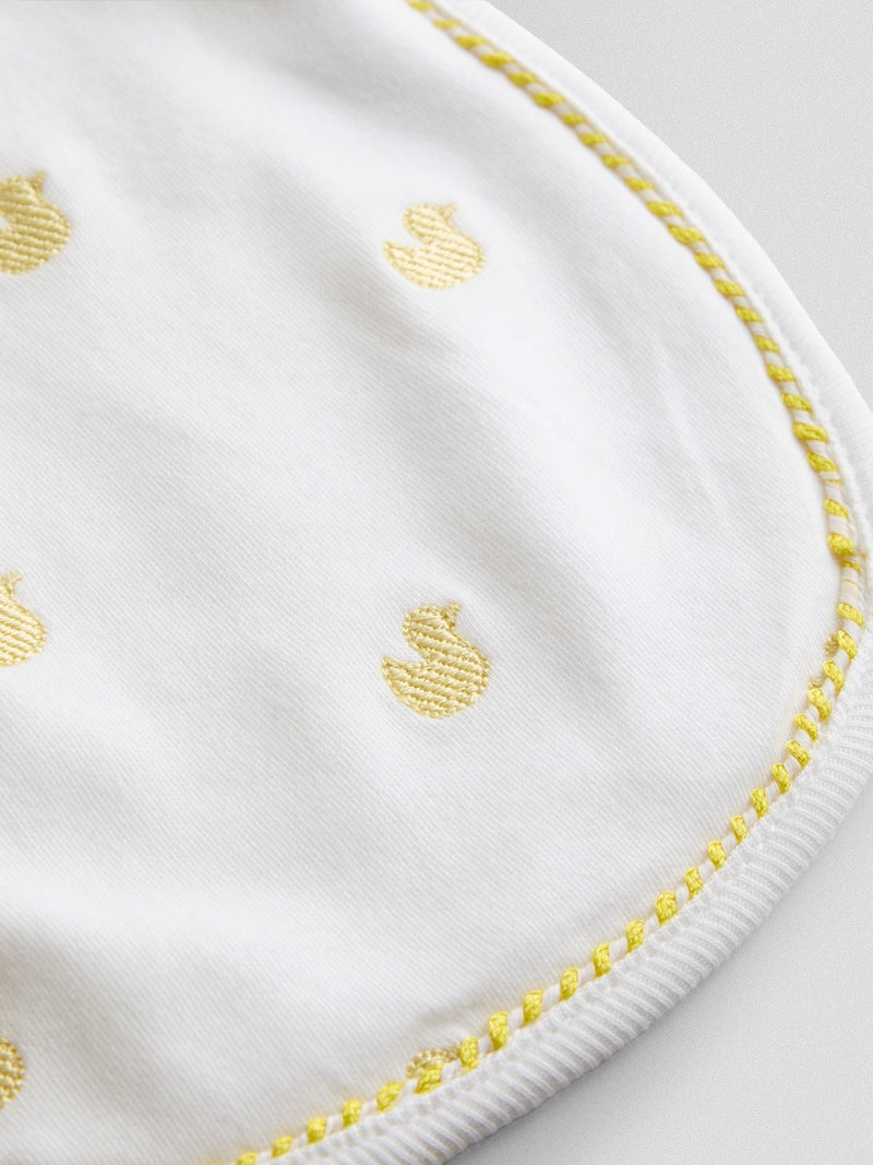 JoJo Maman Bébé yellow duck embroidered hat and bib set - British product