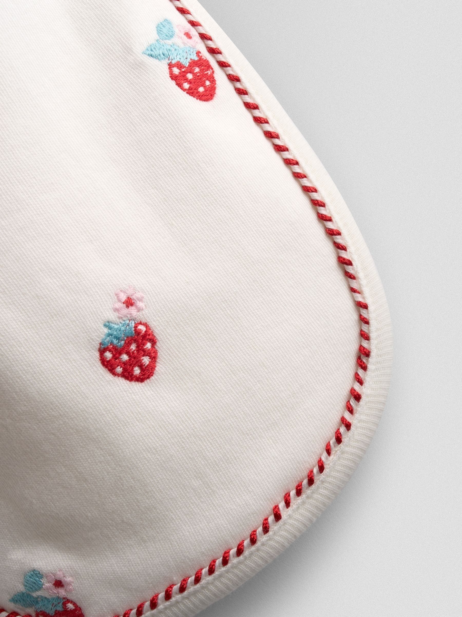 JoJo Maman Bébé strawberry embroidered hat and bib set (British brand)