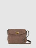 Reiss taupe Brea suede leather crossbody bag, UK version