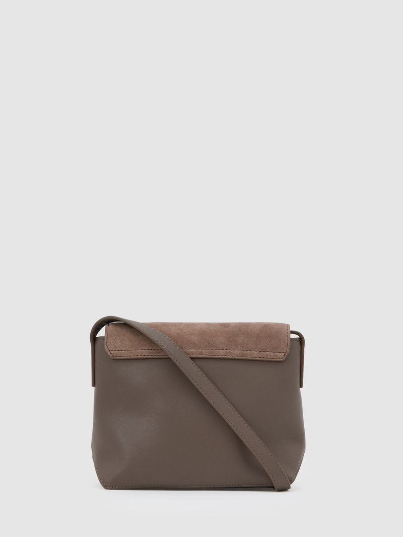 Reiss taupe Brea suede leather crossbody bag, UK version