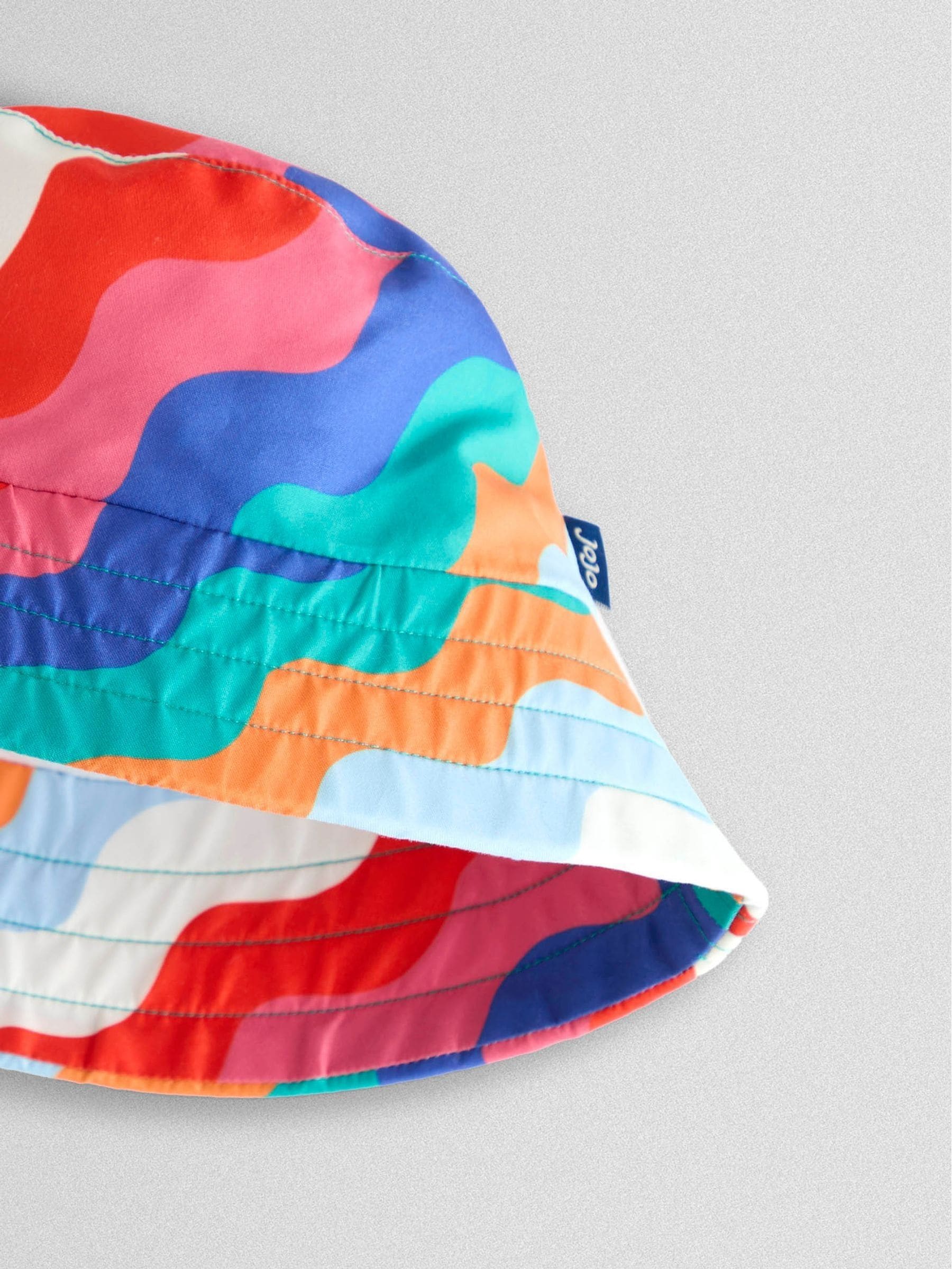 JoJo Maman Bébé multi-coloured wavy stripe swim bucket hat - British product