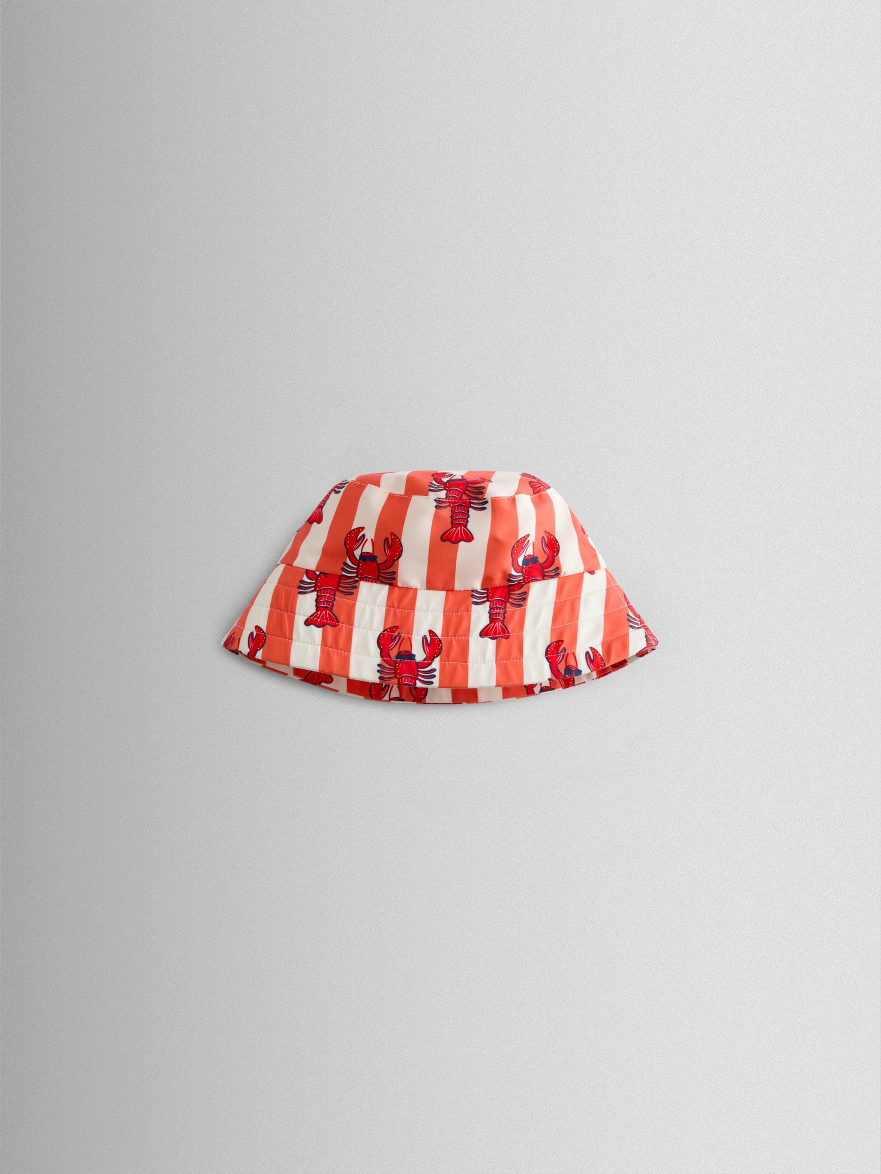 JoJo Maman Bébé red lobster bucket hat, imported from the UK