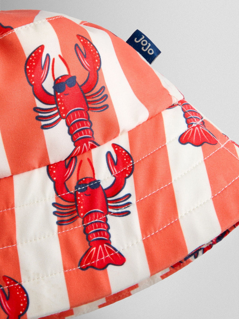 JoJo Maman Bébé red lobster bucket hat, imported from the UK
