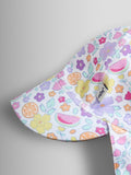 JoJo Maman Bébé lilac fruit ditsy UV sun protection swim hat - British product