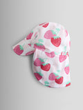 JoJo Maman Bébé pink strawberry stripe UV sun protection swim hat, imported from the UK