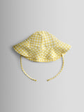 JoJo Maman Bébé yellow gingham floppy sun hat, imported from the UK