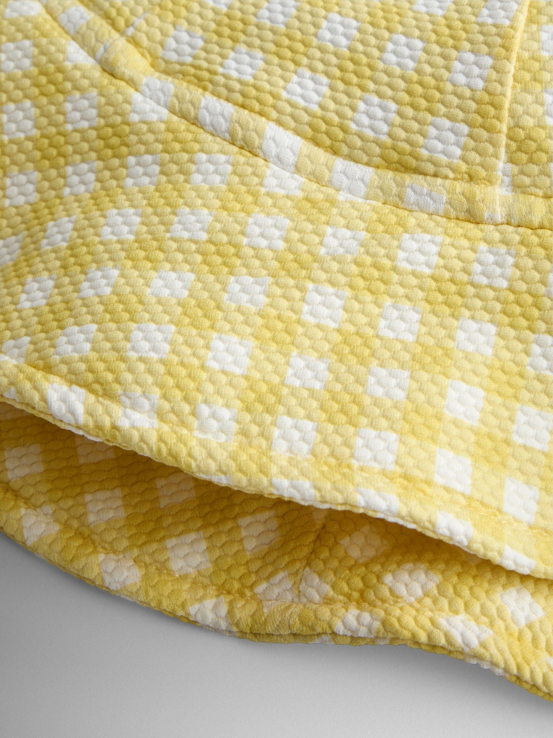 JoJo Maman Bébé yellow gingham floppy sun hat, imported from the UK
