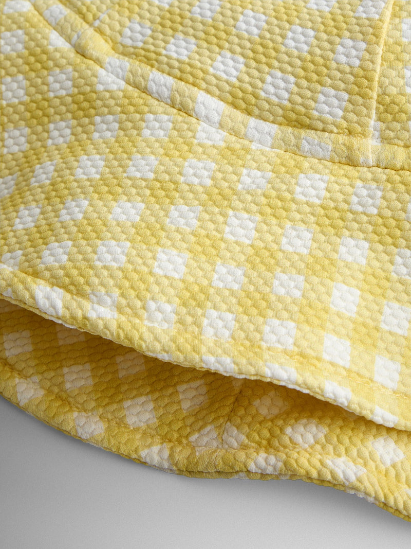 JoJo Maman Bébé yellow gingham floppy sun hat, imported from the UK