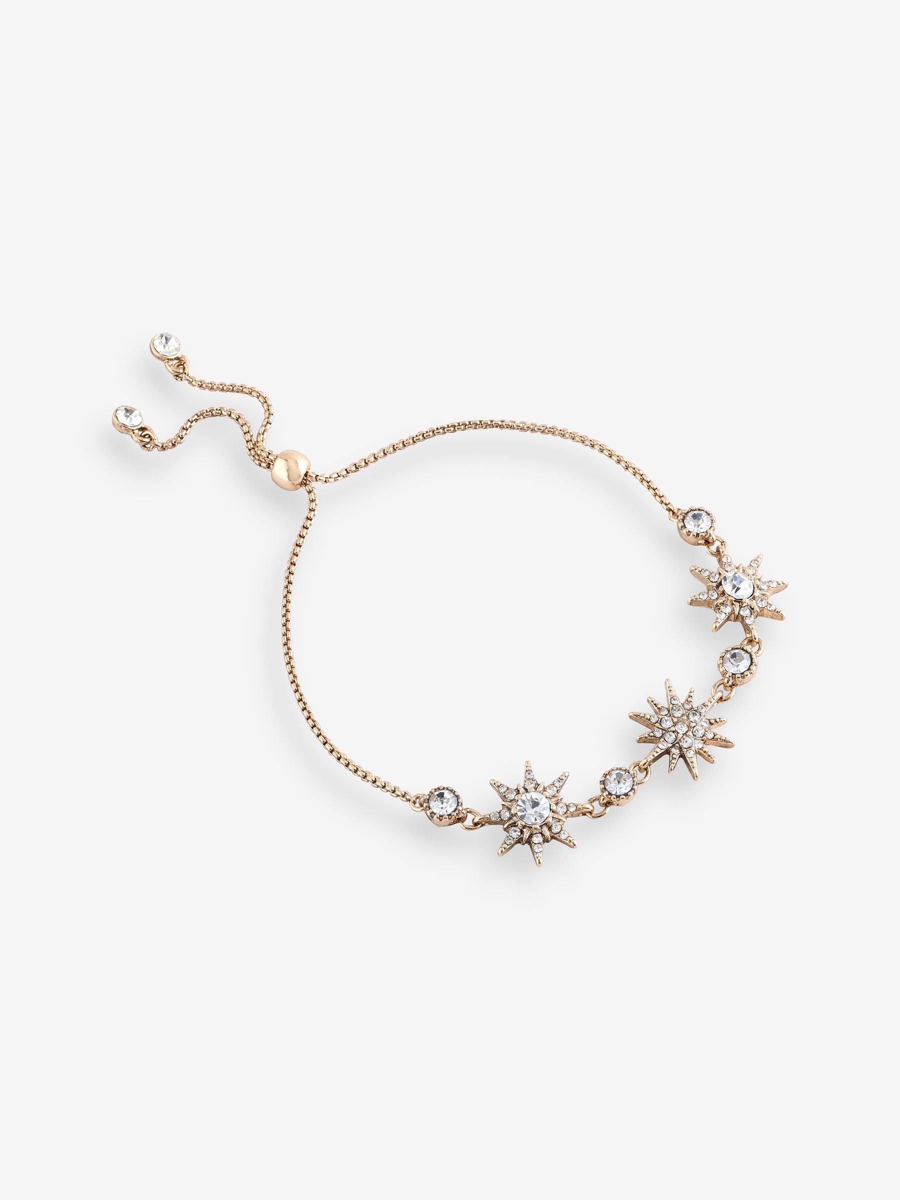Kristall-Armband mit himmlischem Verschluss in antikem Goldton mit verstellbarem Verschluss