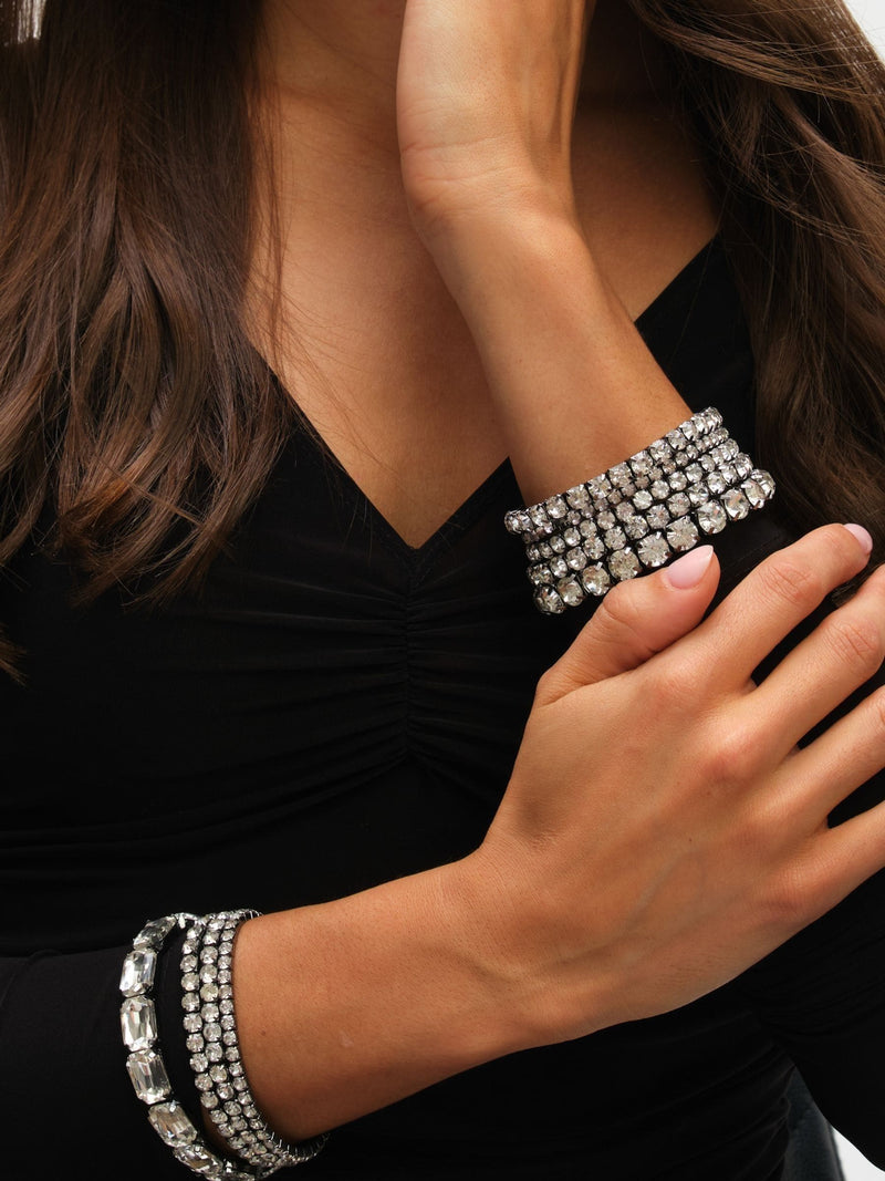 Black Hematite Crystal Stretch Bracelets Pack of 9