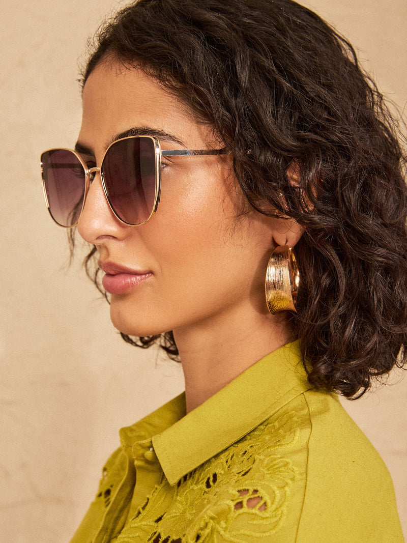 Love & Roses cat eye gold metal frame sunglasses (British brand)