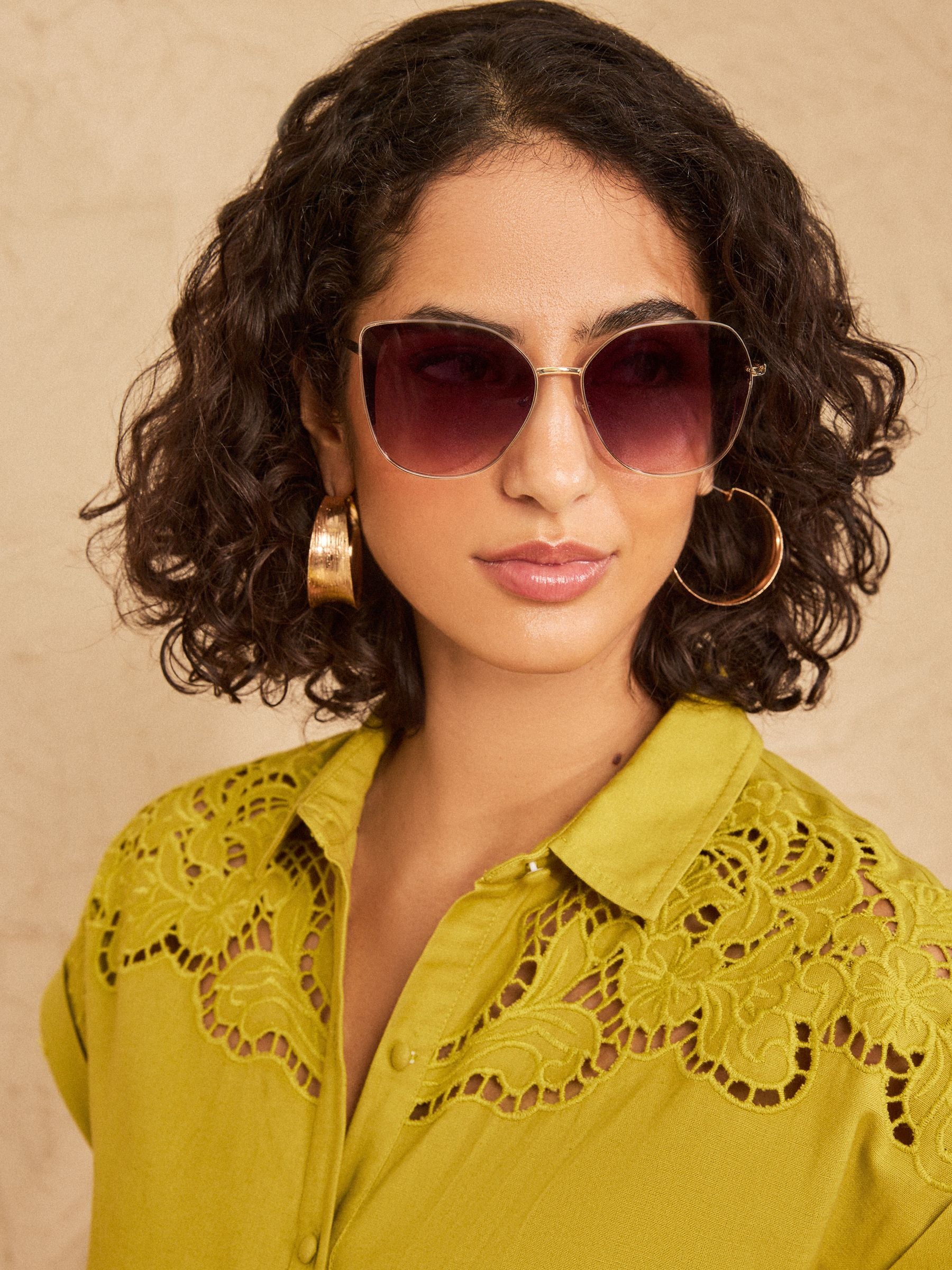 Love & Roses cat eye gold metal frame sunglasses (British brand)