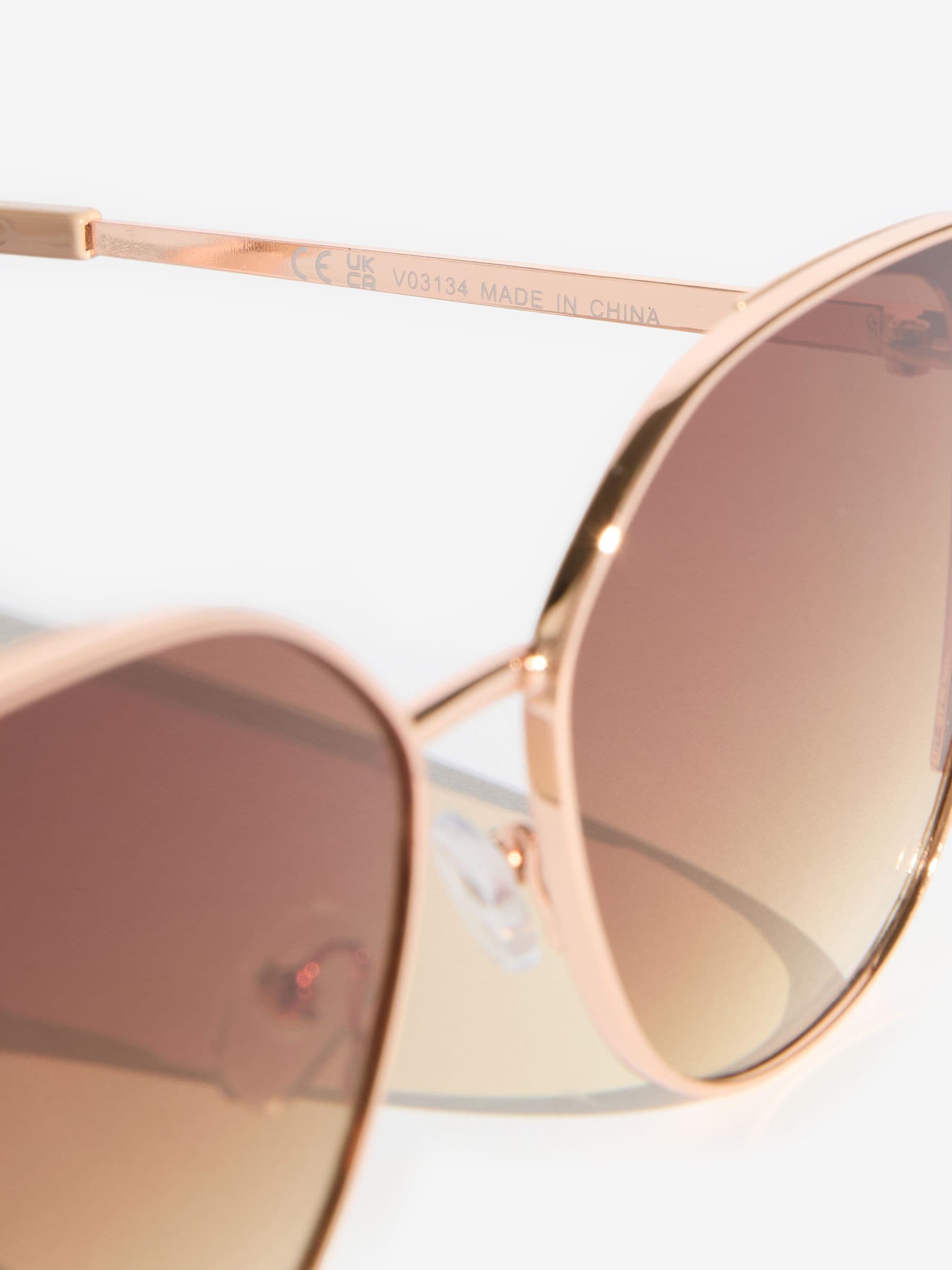 Love & Roses cat eye gold metal frame sunglasses (British brand)
