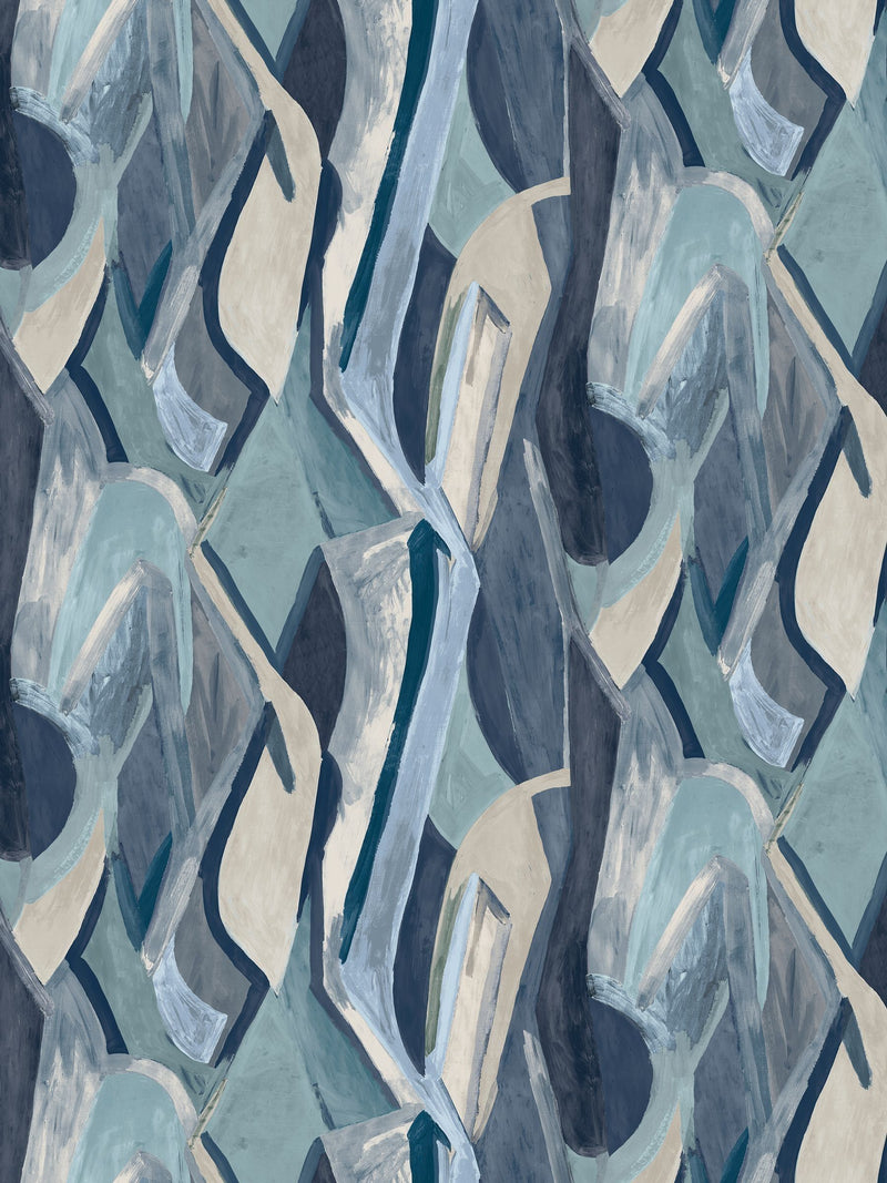 Clarke and Clarke abstract wallpaper with dynamic brush marks, UK version