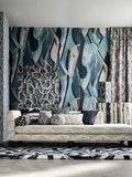 Clarke and Clarke abstract wallpaper with dynamic brush marks, UK version