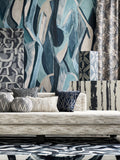Clarke and Clarke abstract wallpaper with dynamic brush marks, UK version