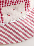 Cream and red patchwork bucket hat, imported from the UK