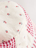 Cream and red patchwork bucket hat, imported from the UK