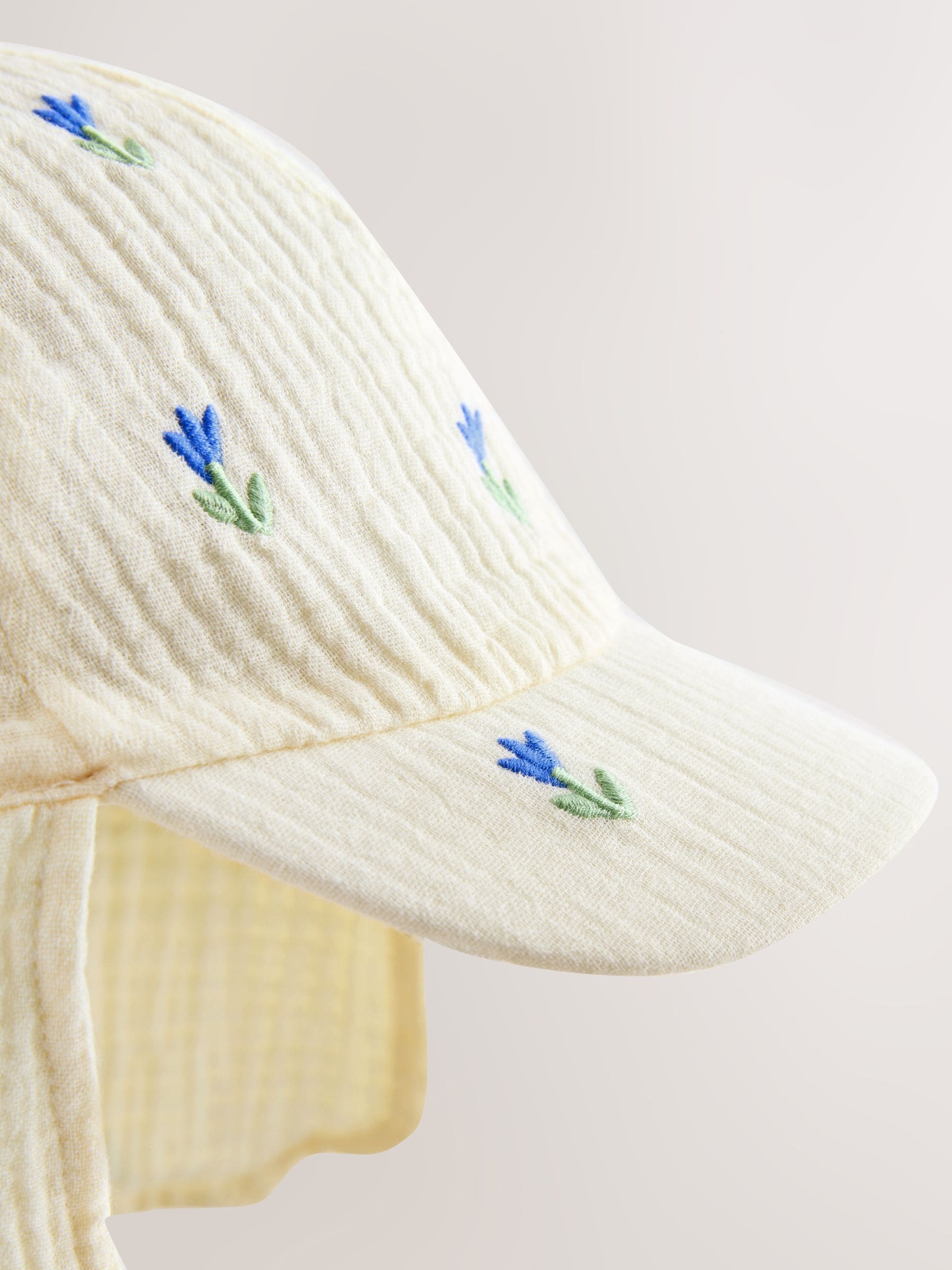 Legionnaire hat in cream and blue floral print - British product