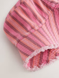Bucket hat pink striped washed denim, imported from the UK
