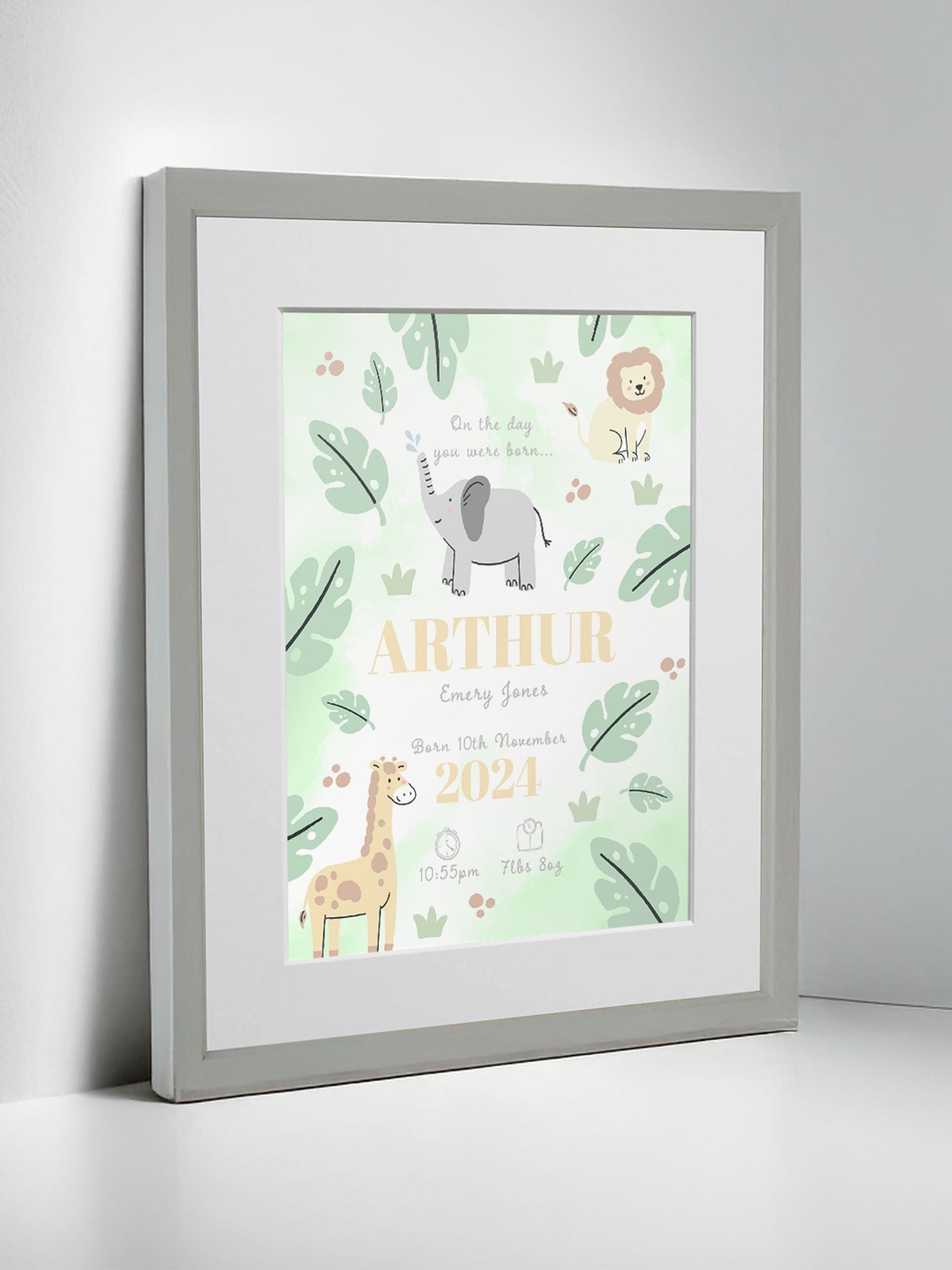 Jonnys Sister personalized safari framed print 12x10 inches, imported from the UK