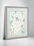 Jonnys Sister personalized safari framed print 12x10 inches, imported from the UK