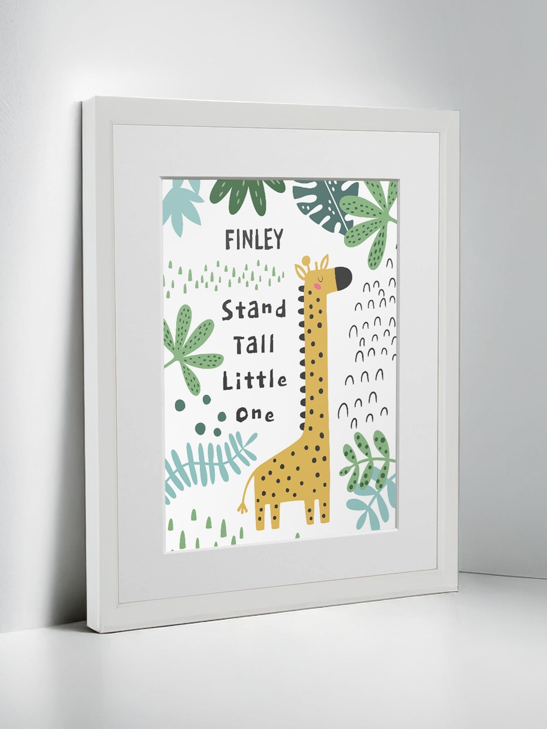 Jonnys Sister personalised giraffe children's nursery framed print 12 x 10 inches, imported from the UK