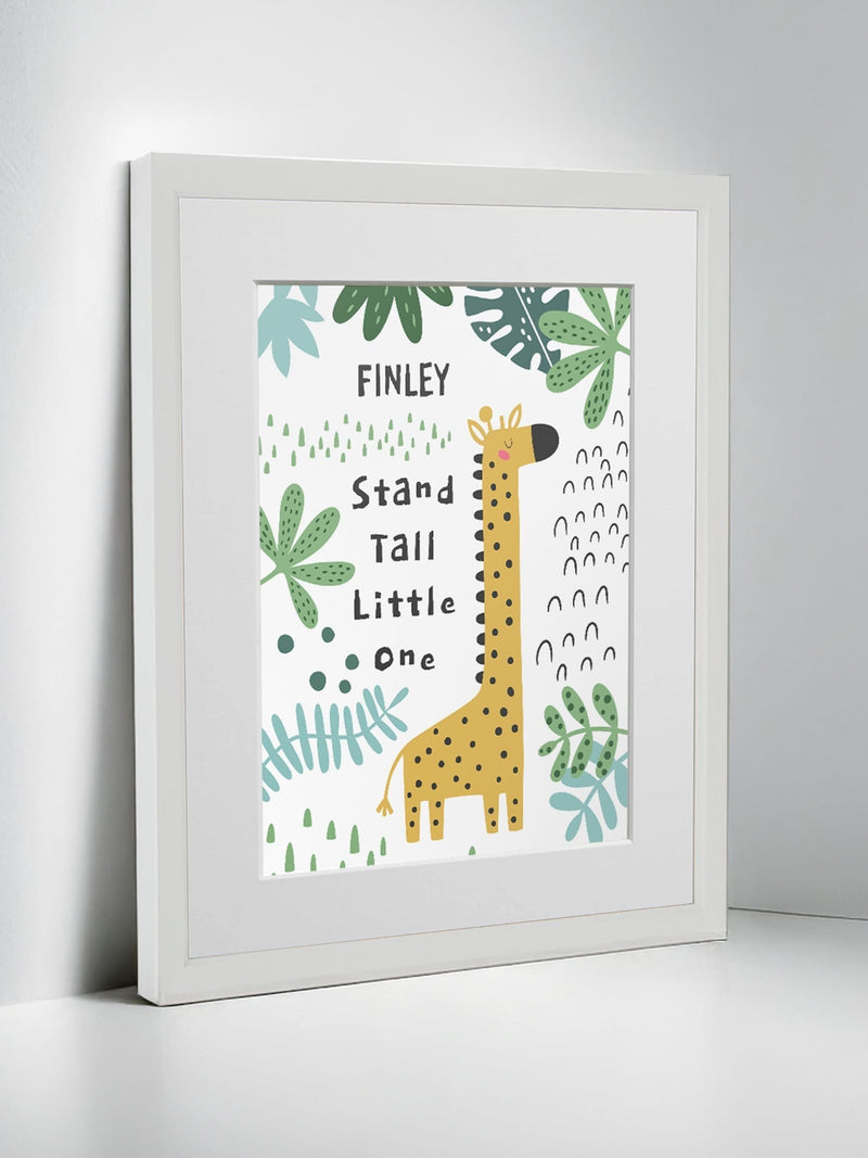Jonnys Sister personalised giraffe children's nursery framed print 12 x 10 inches, imported from the UK