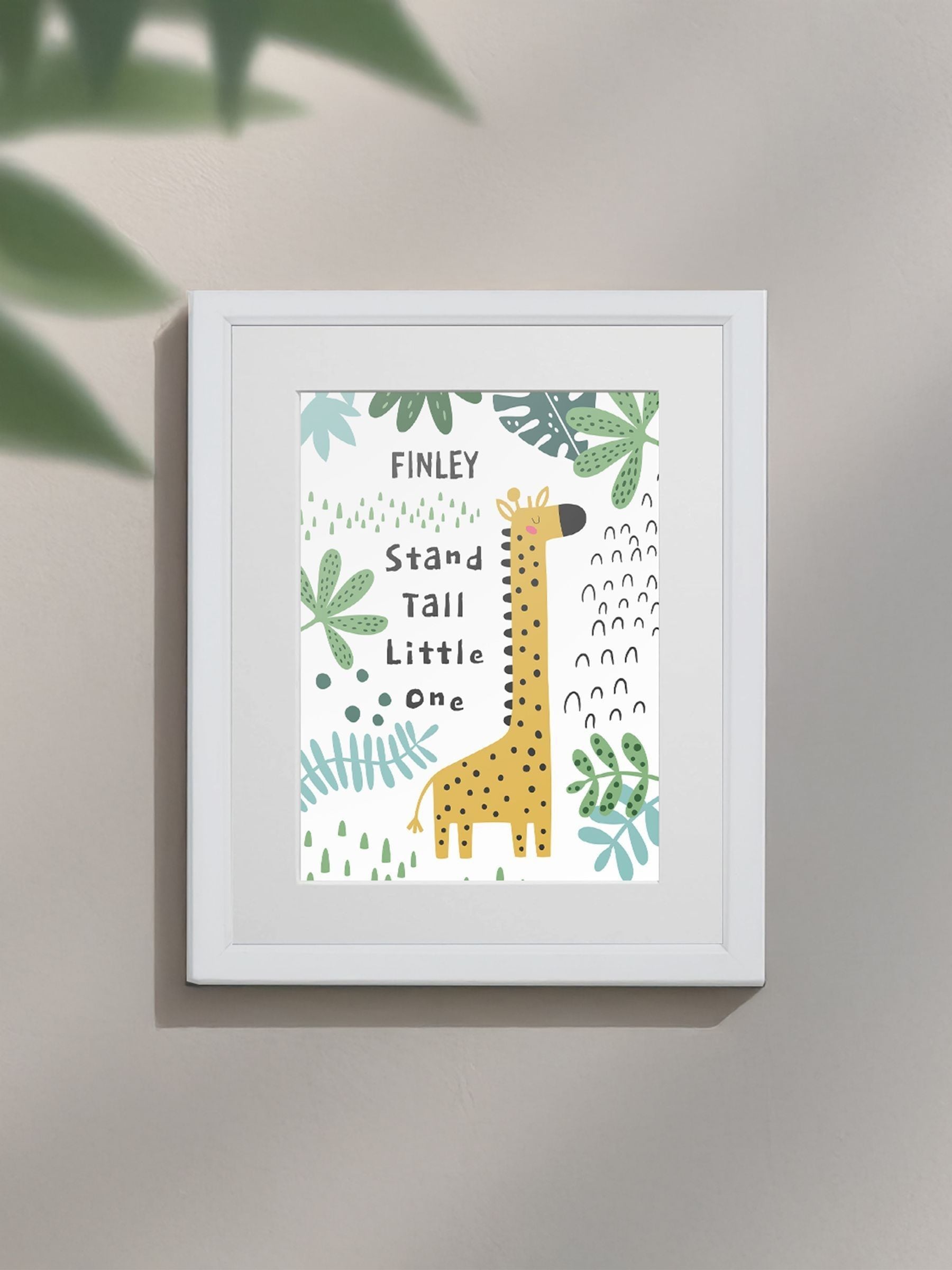 Jonnys Sister personalised giraffe children's nursery framed print 12 x 10 inches, imported from the UK